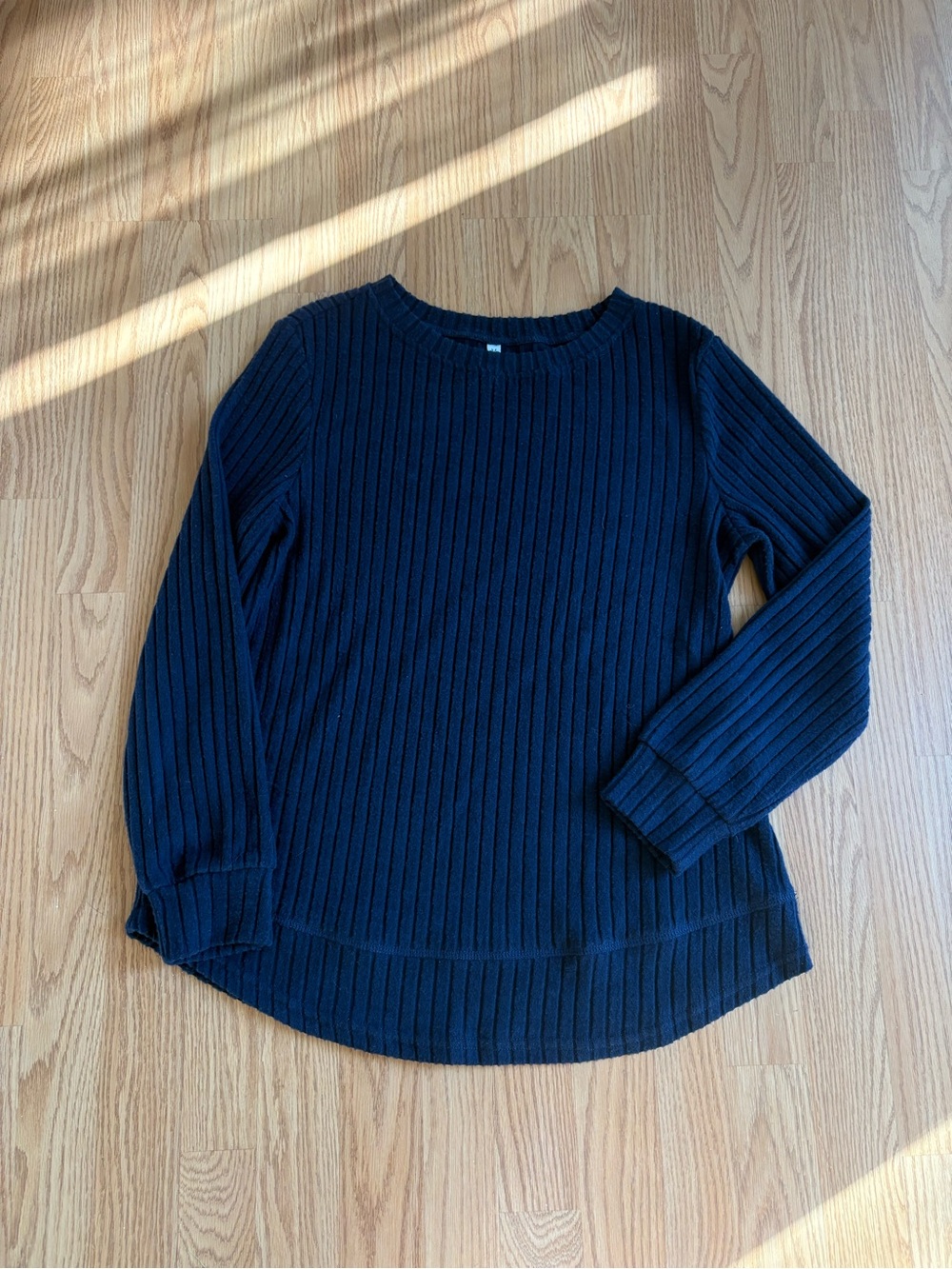 Women's Navy Ribbed Crewneck Sweater